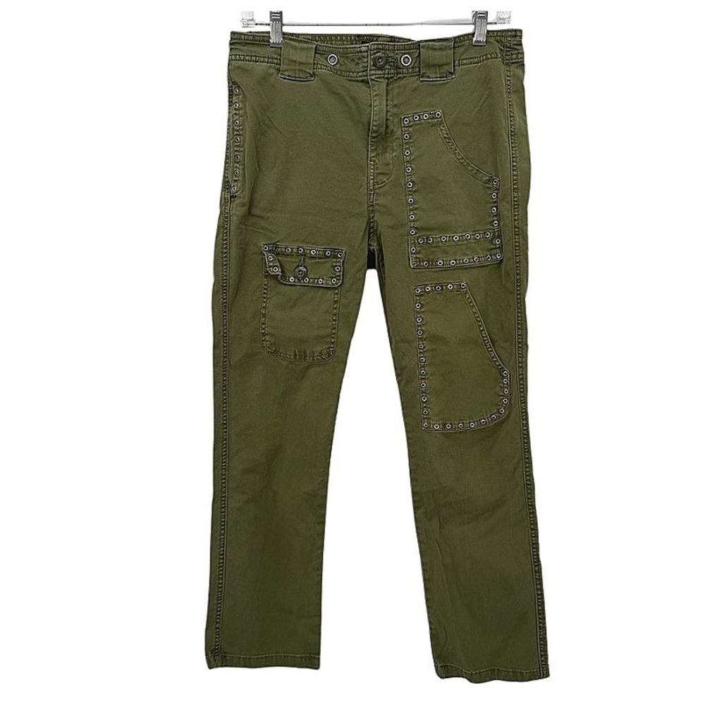 Lucky Brand Pants Army Green Grommet Studded Cargo Utility Boho Size 2/26‎
